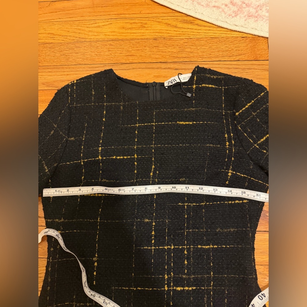 Zara Black Boucle Tweed Mini Shift Dress Size S - Picture 7 of 15